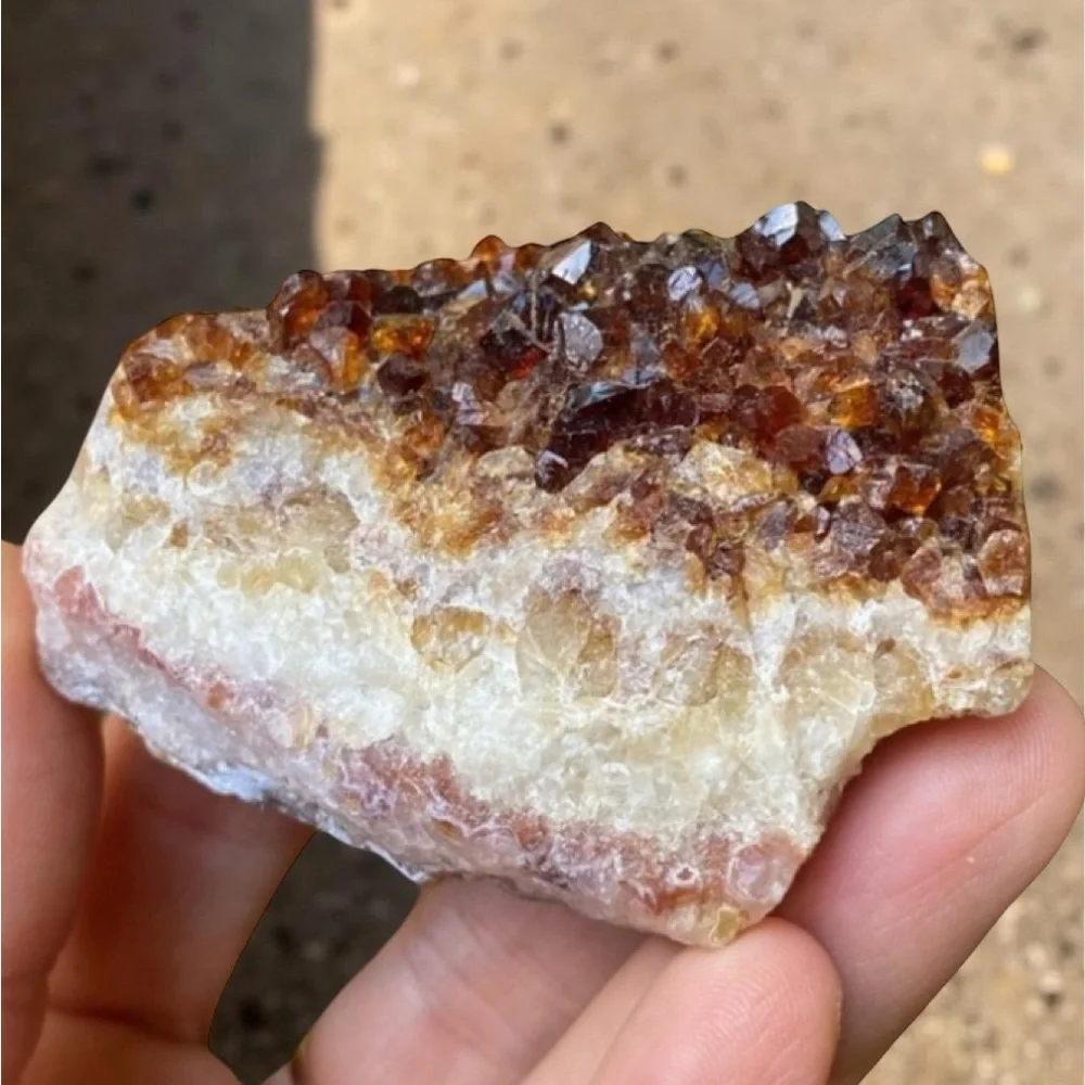 Dark Citrine Crystal Cluster 4.5 oz - Raw Sparkly Deep Amber Druzy Specimen